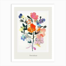 Portulaca 2 Collage Flower Bouquet Poster Art Print