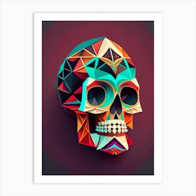 Skull With Geometric 3 Designs Mexican Art Print