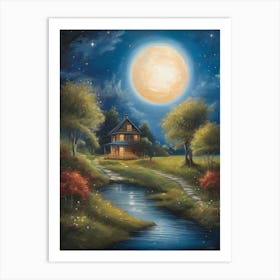 Full Moon In The Woods 1 Art Print