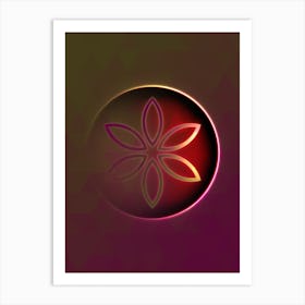 Geometric Neon Glyph on Jewel Tone Triangle Pattern 226 Art Print
