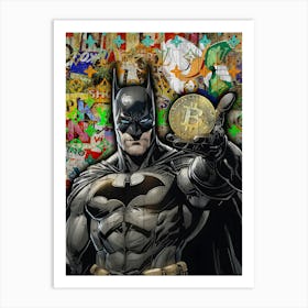 Pop Art Batman Bitcoin Cryptal Art Print