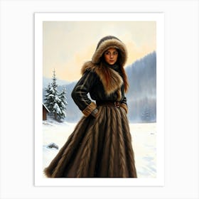 Scandinavian Girl In A Winter Coat Art Print