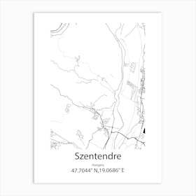 Szentendre,Hungary Minimalist Map Art Print