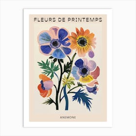 Spring Floral French Poster  Anemone 3 Art Print