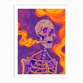 Skeleton Smoking A Cigarette 2 Art Print