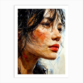 Portrait woman face painting Art Print