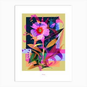 Phlox 3 Neon Flower Collage Poster Art Print