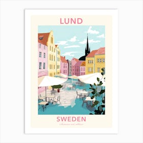 Lund, Sweden, Flat Pastels Tones Illustration 4 Poster Art Print