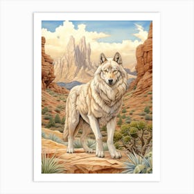 Himalayan Wolf Desert Scenery 3 Art Print