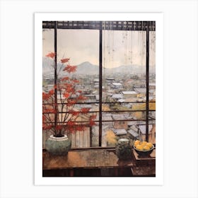 Winter Cityscape Kyoto Japan 4 Art Print