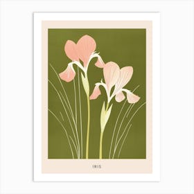 Pink & Green Iris 2 Flower Poster Art Print
