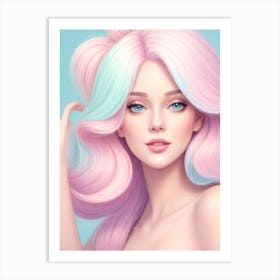 Pastel Haired Girl Art Print