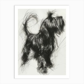 Briard Dog Charcoal Line 4 Art Print