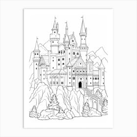 The Beast S Castle (Beauty And The Beast) Fantasy Inspired Line Art 3 Art Print
