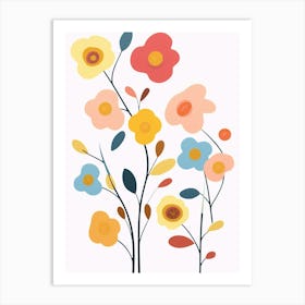 Flowers On A White Background Art Print