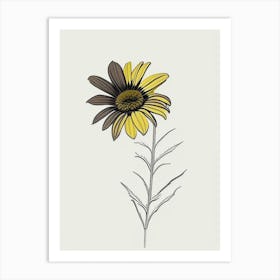 Rudbeckia Floral Minimal Line Drawing 3 Flower Art Print