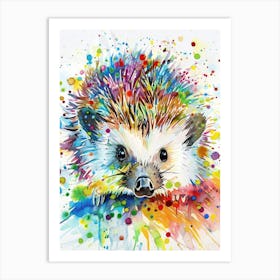 Hedgehog Colourful Watercolour 4 Art Print