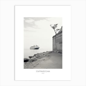 Poster Of Civitavecchia, Italy, Black And White Photo 1 Art Print
