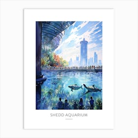Shedd Aquarium 2 Chicago Watercolour Travel Poster Art Print