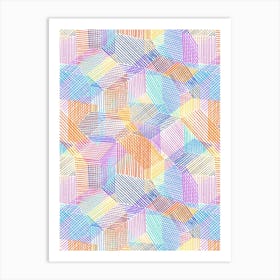 Linear Cube Geometric Art Print