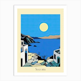 Poster Of Minimal Design Style Of Santorini, Greece 4 Art Print