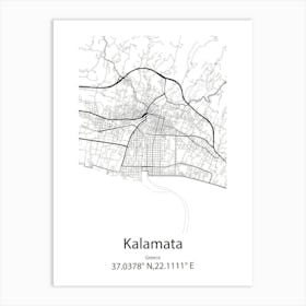 Kalamata,Greece Minimalist Map Art Print