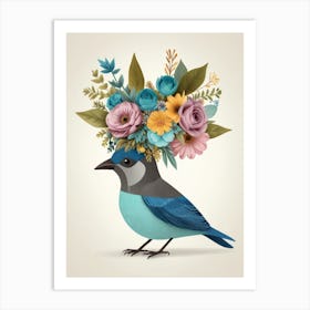 Bird With Flowers Art Print