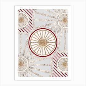 Geometric Abstract Glyph in Festive Gold Silver and Red n.0071 Art Print