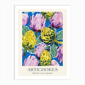 Marche Aux Legumes Artichokes Summer Illustration 3 Art Print