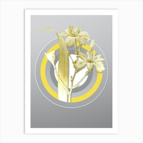 Botanical Butterfly Flower Iris Fimbriata in Yellow and Gray Gradient n.202 Art Print