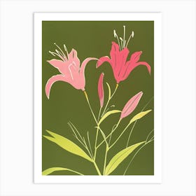 Pink & Green Gloriosa Lily 2 Art Print