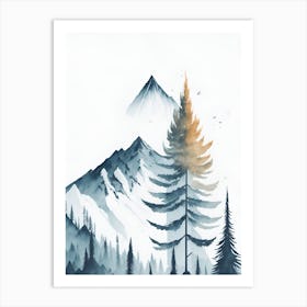 Mountain And Forest In Minimalist Watercolor Vertical Composition 61 Art Print