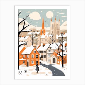 Retro Winter Illustration Canterbury United Kingdom 2 Art Print