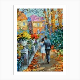 Couple Walking In The Park Art Print