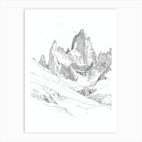 Cerro Torre Argentina Chile Line Drawing 6 Art Print