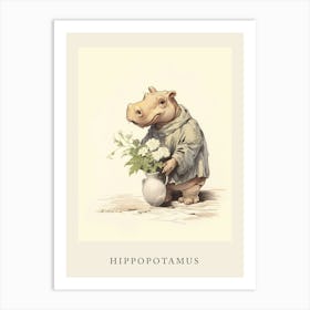 Beatrix Potter Inspired  Animal Watercolour Hippopotamus 3 Art Print