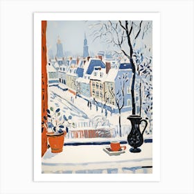 The Windowsill Of Bruges   Belgium Snow Inspired By Matisse 2 Art Print