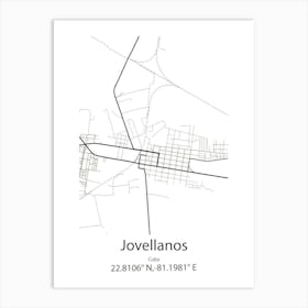 Jovellanos,Cuba Minimalist Map Art Print