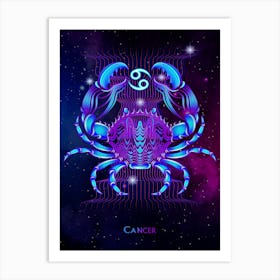 Cancer Zodiac Sign — Zodiac neon signs Art Print