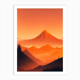 Misty Mountains Vertical Composition In Orange Tone 6 Art Print