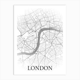 London, England, Uk, City Map, Black And White Fade Design Affiche