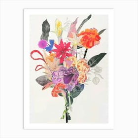 Celosia 3 Collage Flower Bouquet Art Print