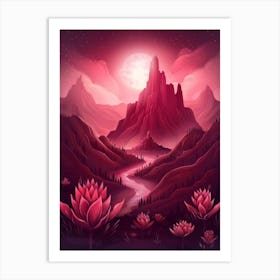 Lotus Flower Landscape Art Print