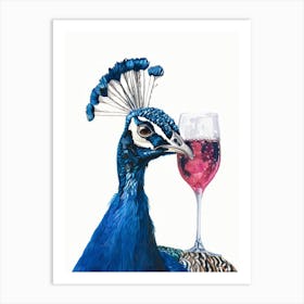 Peacock With Wine Glass 1 Art Print