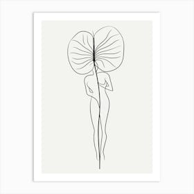 Line Art Woman Body And Leaf 0 Art Print