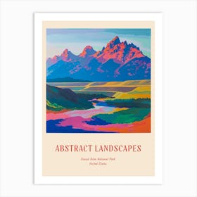 Colourful Abstract Grand Teton National Park Usa 5 Poster Art Print