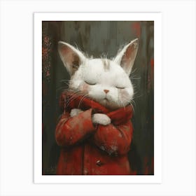 Cat In Red Coat Art Print