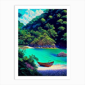 Tioman Island Malaysia Pointillism Style Tropical Destination Art Print