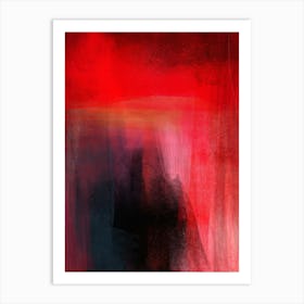 WITH LOVE , red, black, blue, pink, colour blocked  Impressionist  Abstract Modern Contemporary Art Print