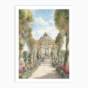 Fountain In A Park Art Print